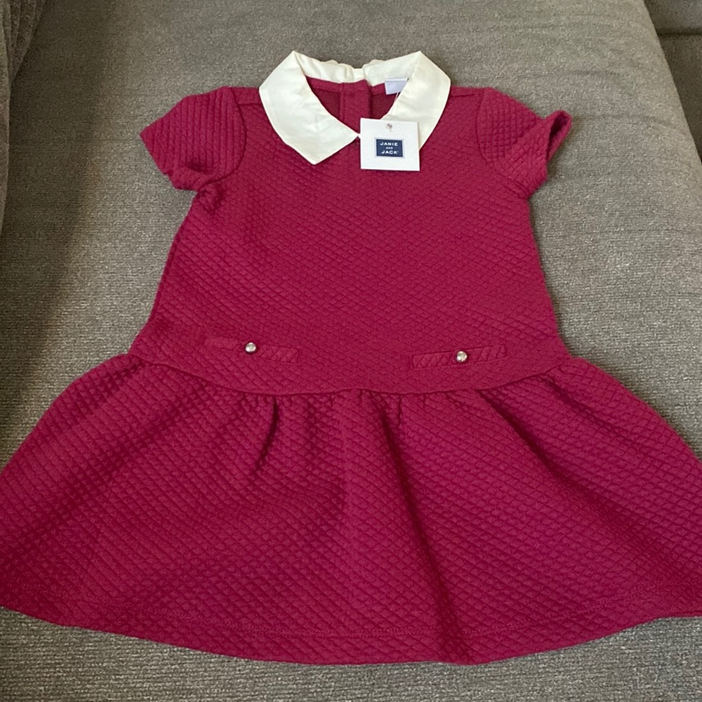 NWT Janie and Jack collared dress burgundy size 3